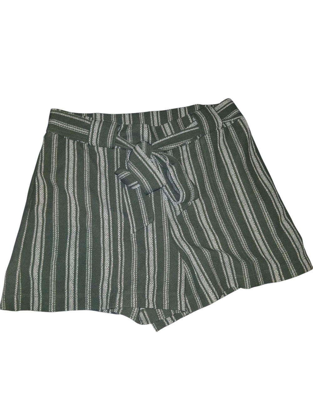 High-Waist Green Stripe Tie-Front Women’s Shorts Size Medium